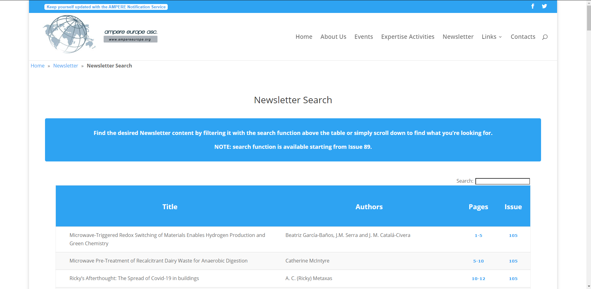 Newsletter Search AMPERE